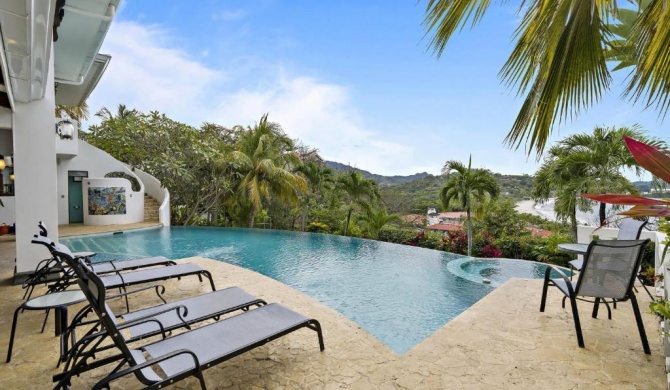 Ocean-View Flamingo Palace with Stone Courtyard and Giant Infinity Pool